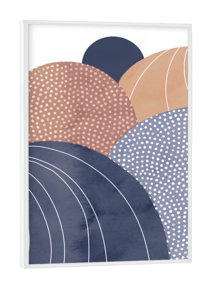 Poster mit weißem Rahmen "Blue Abstract Hills" artboxONE - Abstrakt,Geometrie