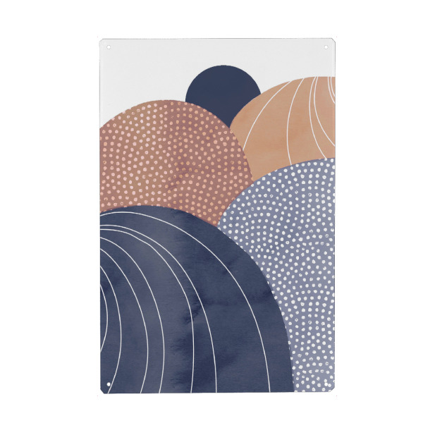 Holzbild "Blue Abstract Hills" artboxONE - Abstrakt,Geometrie - Geometry,Shape,Paint,Mixed media,Blue,Baked earth,Polka dots,Abstract,Geometrie,Formen