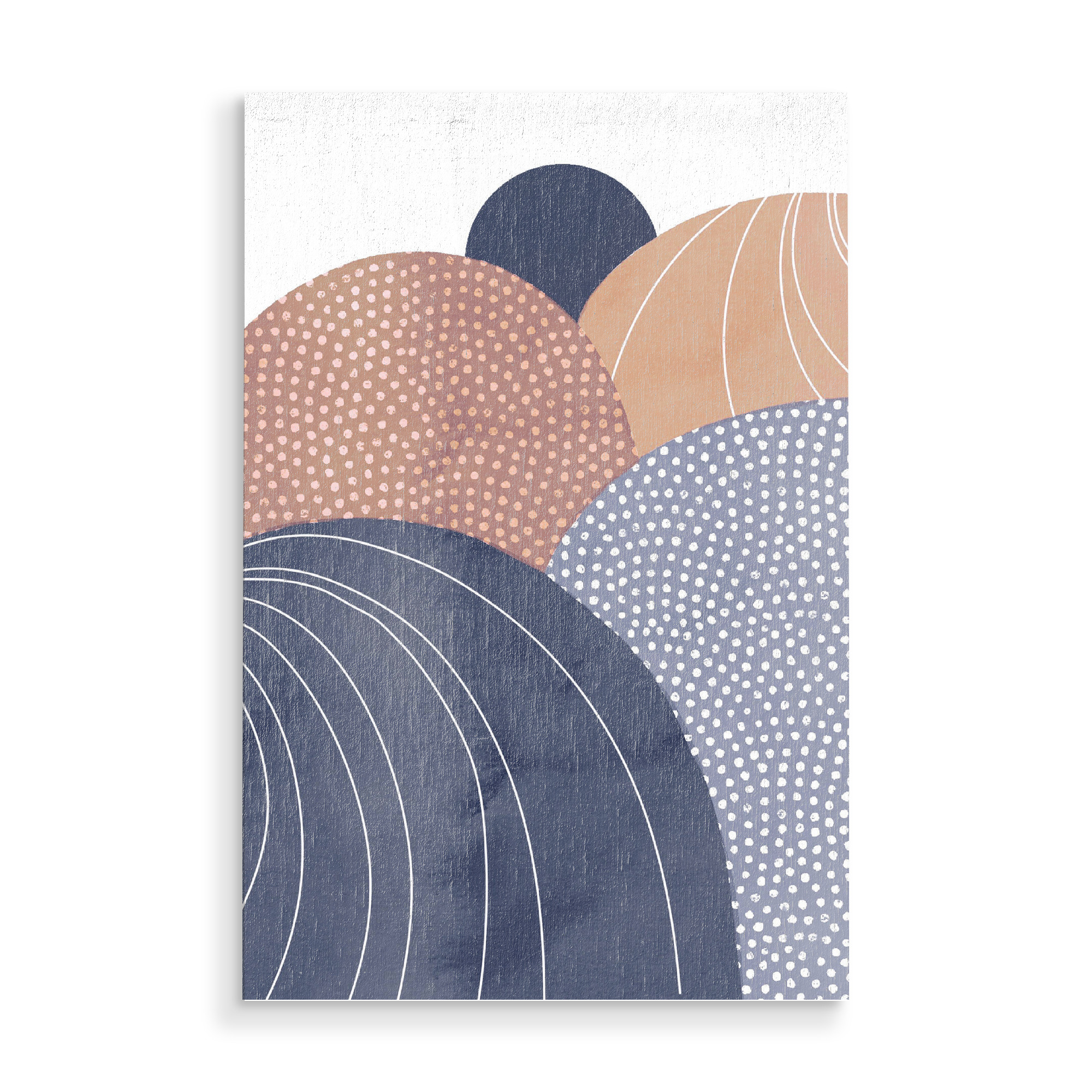 Holzbild "Blue Abstract Hills" artboxONE - Abstrakt,Geometrie - Geometry,Shape,Paint,Mixed media,Blue,Baked earth,Polka dots,Abstract,Geometrie,Formen