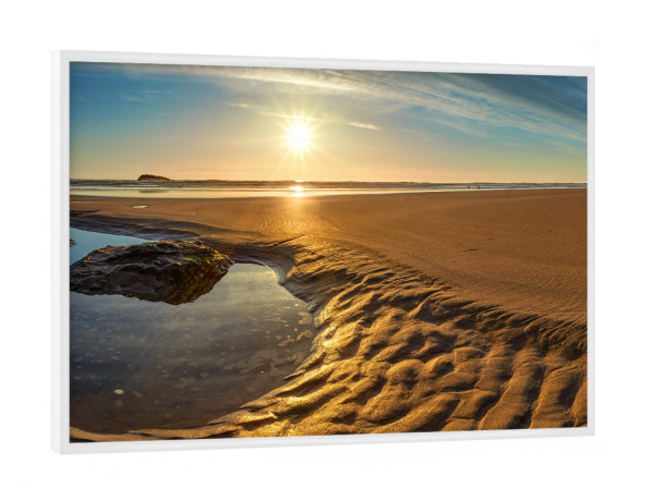 Poster mit weißem Rahmen "Goldener Strand in Cornwall" artboxONE - Natur,Reise,Reise / Strand und Meer,Reise / Länder