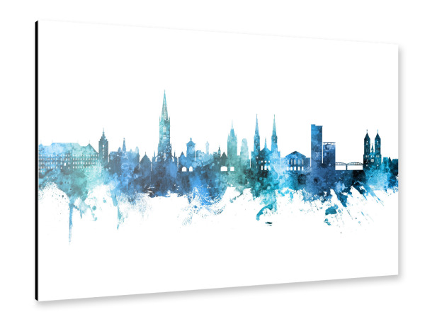 Alu-Dibond "Freiburg Germany Skyline Blue" 30x20 cm artboxONE