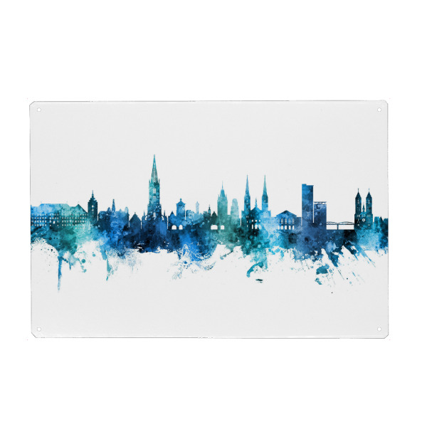 Metall Poster "Freiburg Germany Skyline Blue" artboxONE - Städte