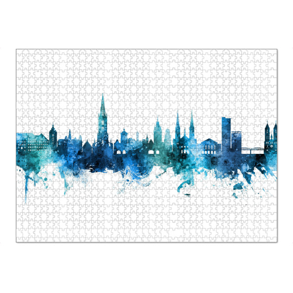 Puzzle Ravensburger "Freiburg Germany Skyline Blue" artboxONE - Städte