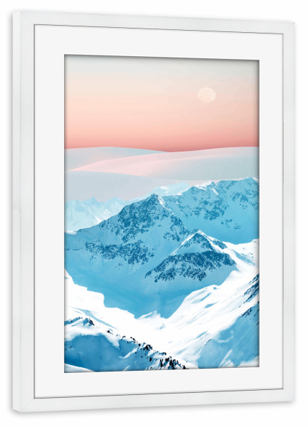 Poster mit Rahmen weiß "Snow & Blush Horizon" artboxONE - Natur