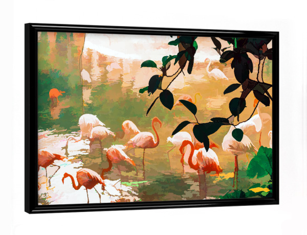 Poster mit schwarzem Rahmen "Flamingo Sighting" artboxONE - Natur,Tiere
