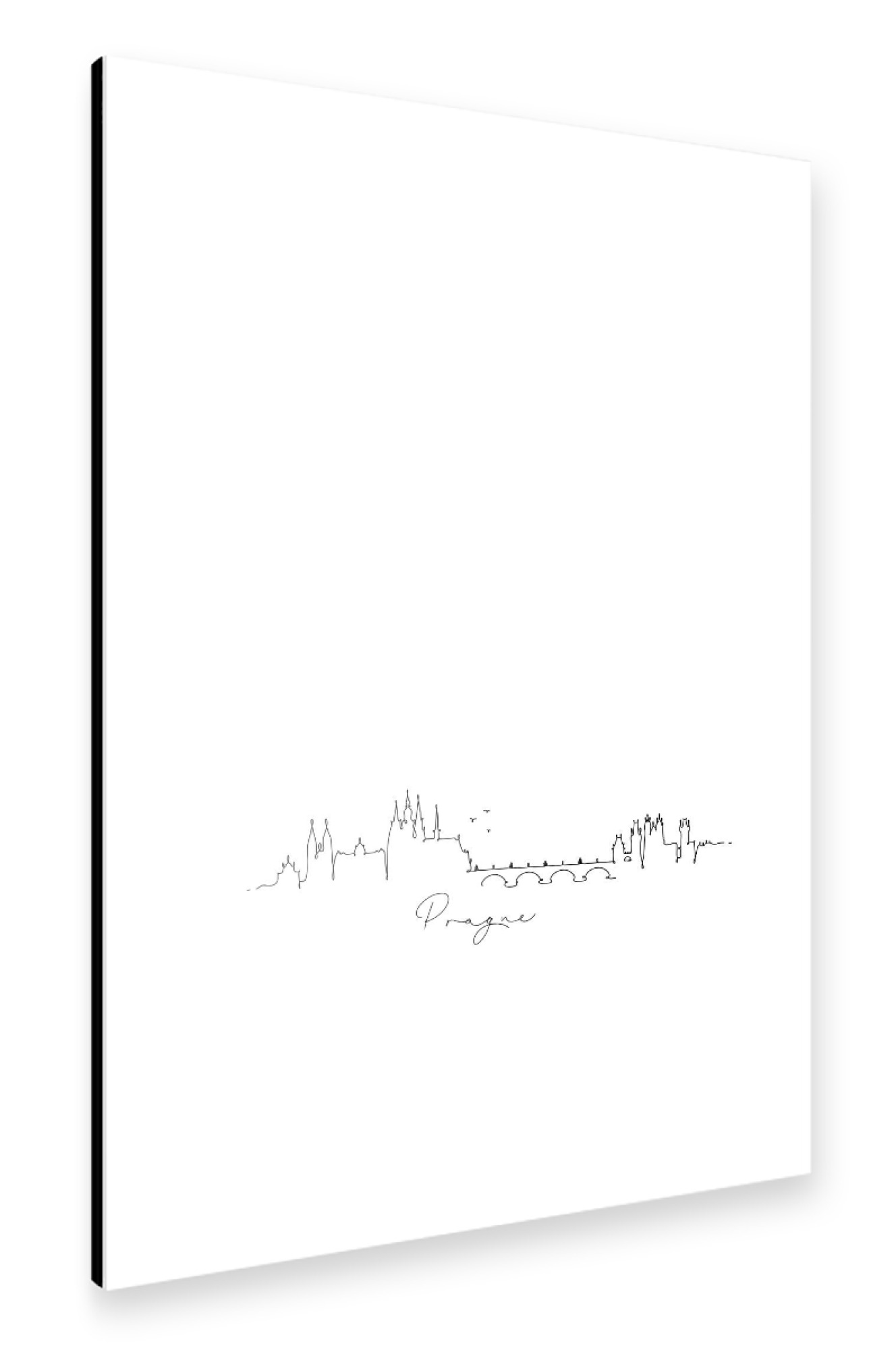Alu-Dibond "Prague pen line silhouette" 30x20 cm artboxONE