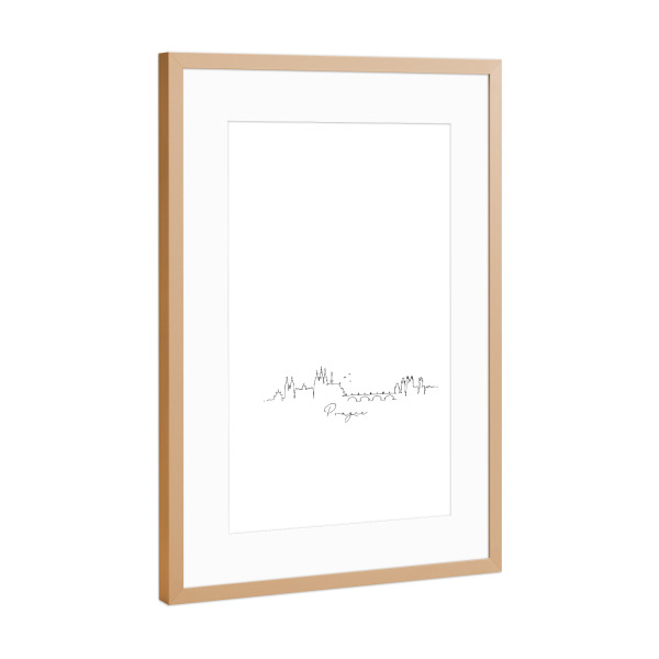 Poster mit Rahmen Kupfer "Prague pen line silhouette" artboxONE - Städte,Schwarzweiß,Architektur,Städte / Prag