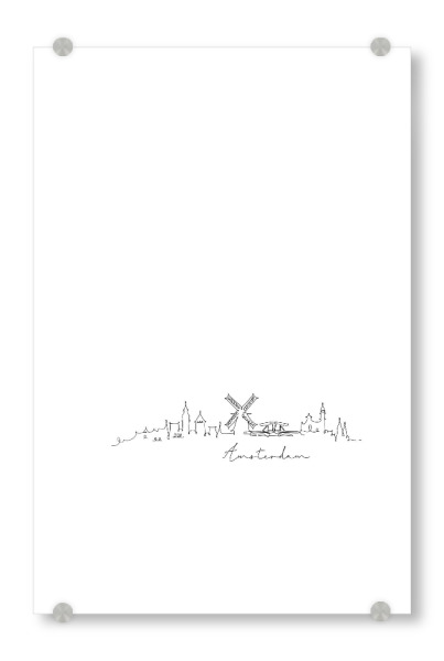 Acrylglasbild "Amsterdam pen line silhouette" artboxONE - Städte,Schwarzweiß,Städte / Amsterdam