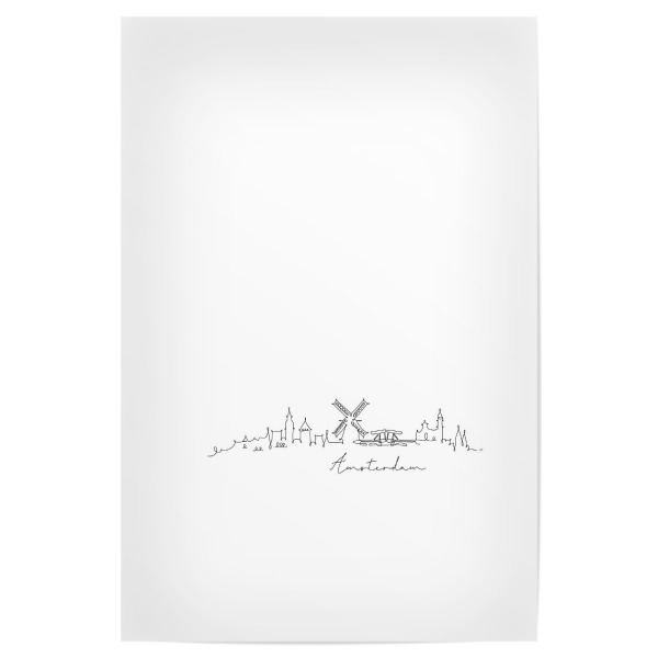 Poster 30x20 cm "Amsterdam pen line silhouette" artboxONE - Städte,Schwarzweiß,Städte / Amsterdam