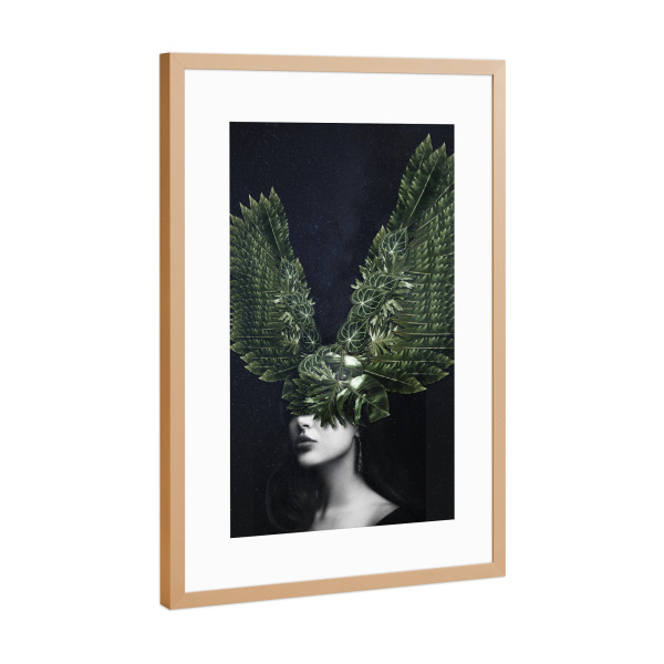 Poster mit Rahmen Kupfer "Woman Leaf" artboxONE - Natur,Floral,Menschen