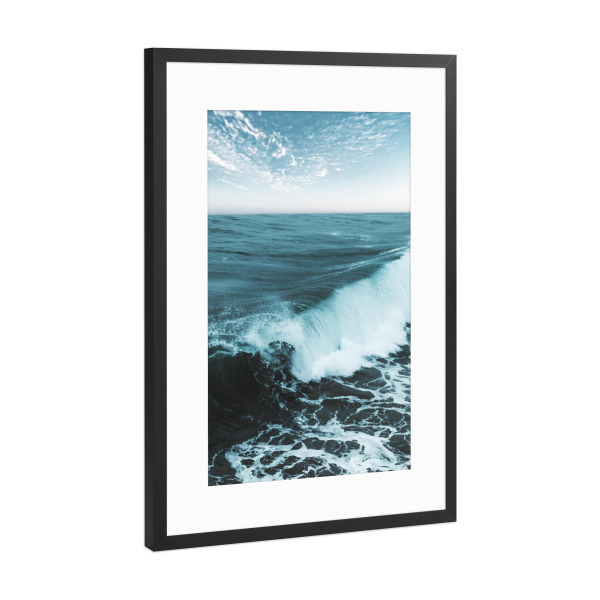 Poster mit Rahmen Schwarz (Metallic) "Beach Waves Green" artboxONE - Natur,Reise,Reise / Strand und Meer
