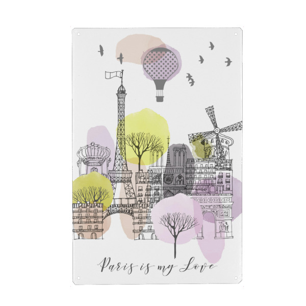 Holzbild "Paris is my love!" artboxONE - Städte,Schwarzweiß,Architektur,Städte / Paris,Reise / Länder