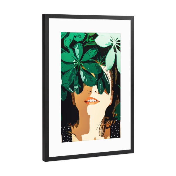 Poster mit Rahmen Schwarz (Metallic) "Blinded By Leaves" artboxONE - Natur,Menschen