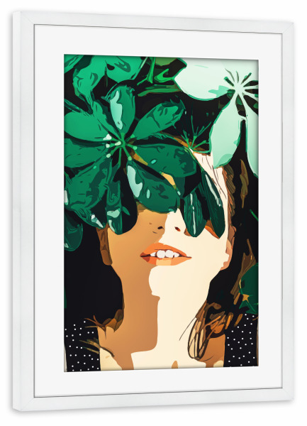 Poster mit Rahmen weiß "Blinded By Leaves" artboxONE - Natur,Menschen