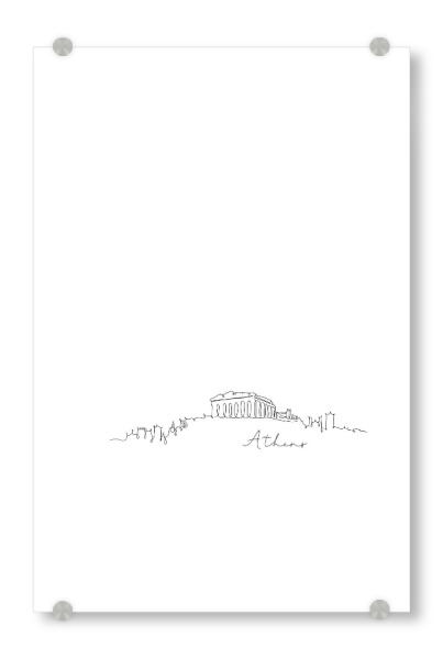 Acrylglasbild "Athens pen line silhouette" artboxONE - Städte,Schwarzweiß,Architektur,Städte / Weitere