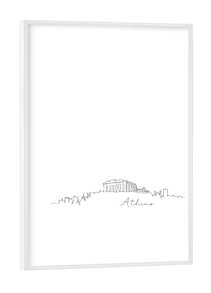 Poster mit weißem Rahmen "Athens pen line silhouette" artboxONE - Städte,Schwarzweiß,Architektur,Städte / Weitere