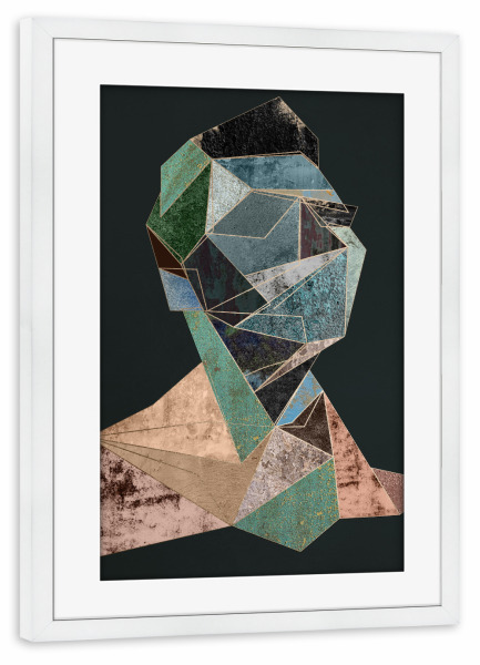 Poster mit Rahmen weiß "Man Cubism" artboxONE - Menschen,Geometrie,Männer
