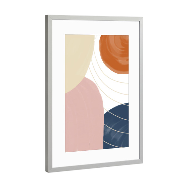 Poster mit Rahmen Silber "Earthy Tones Abstract Shapes" artboxONE - Abstrakt