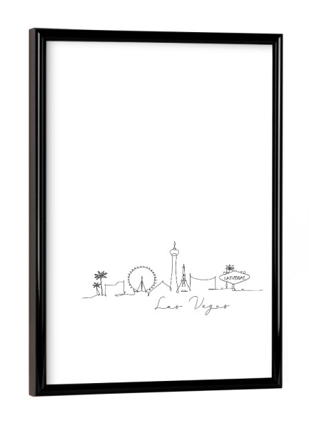 Poster mit schwarzem Rahmen "Las Vegas pen line silhouette" artboxONE - Städte,Schwarzweiß,Städte / Las Vegas