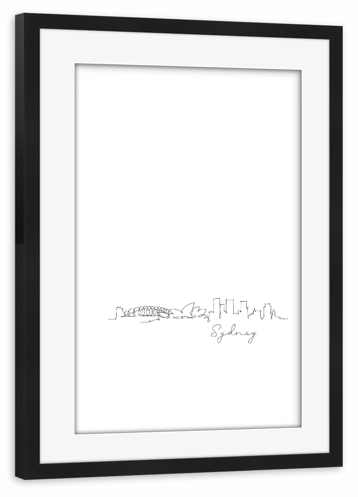 Poster mit Rahmen schwarz "Sydney pen line silhouette" artboxONE - Städte,Schwarzweiß,Städte / Sydney