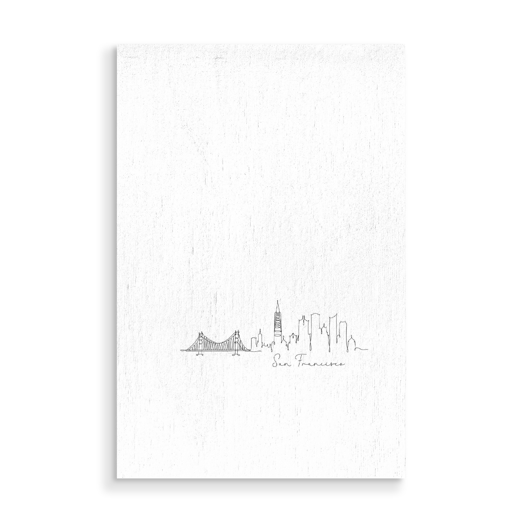 Holzbild "San Francisco pen line silhouette" artboxONE - Städte,Schwarzweiß,Städte / San Francisco