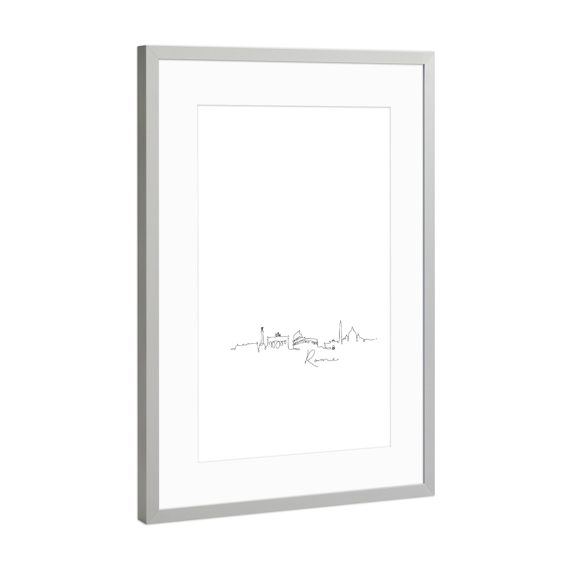 Poster mit Rahmen Silber "Rome pen line silhouette" artboxONE - Städte,Schwarzweiß,Architektur,Städte / Rom