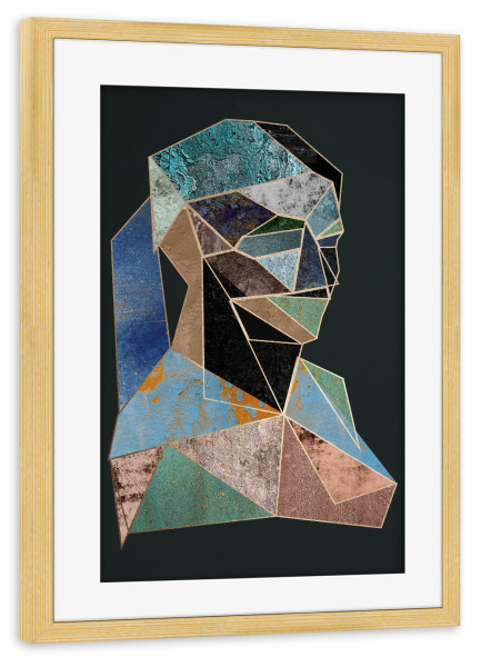 Poster mit Rahmen kiefer "Woman Cubism" artboxONE - Natur,Menschen,Geometrie