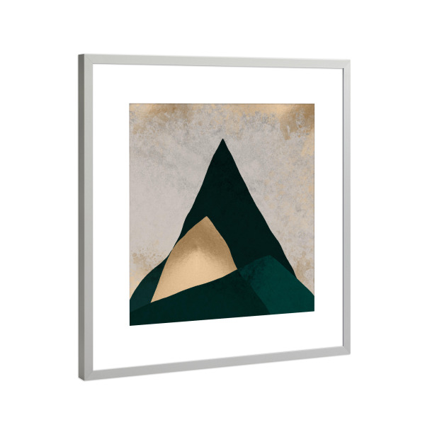 Poster mit Rahmen Silber "Georganic New" artboxONE - Natur - Green,Abstract,Geometric,Gold,Abstrakt,Geometrie,Mountain,Berg,Form,Natur,Nature