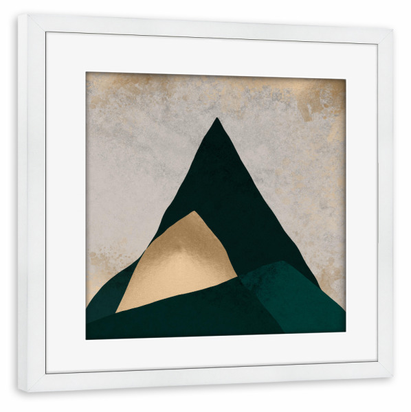 Poster mit Rahmen weiß "Georganic New" artboxONE - Natur - Green,Abstract,Geometric,Gold,Abstrakt,Geometrie,Mountain,Berg,Form,Natur,Nature