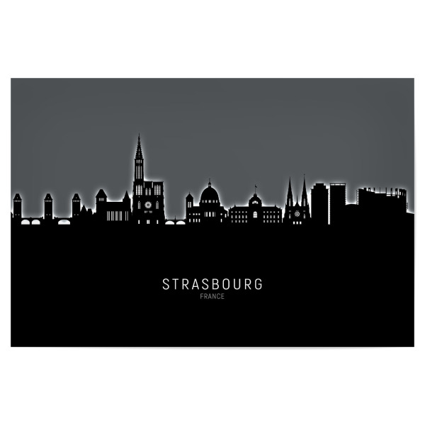 Poster 30x20 cm "Strasbourg Skyline Glow White" artboxONE - Städte