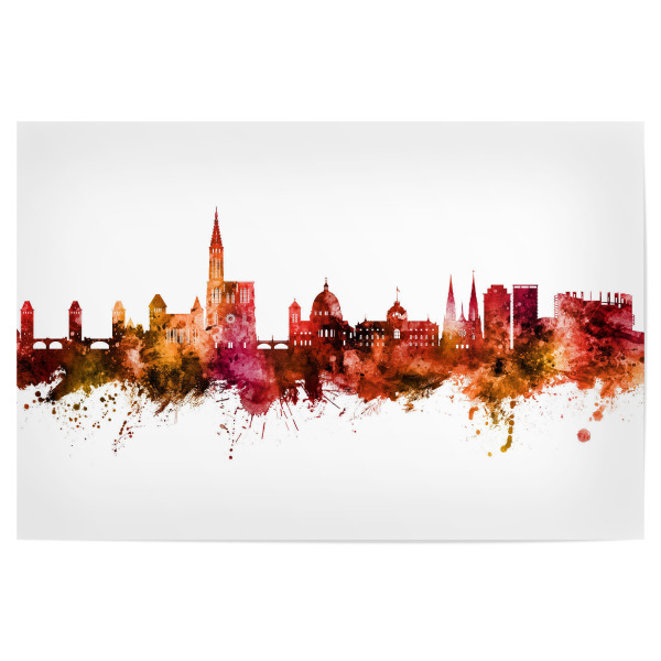 Poster 30x20 cm "Strasbourg France Skyline Red" artboxONE - Städte