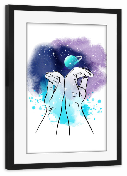 Poster mit Rahmen schwarz "Kosmische Liebe" artboxONE - Menschen,Liebe,Galaxy