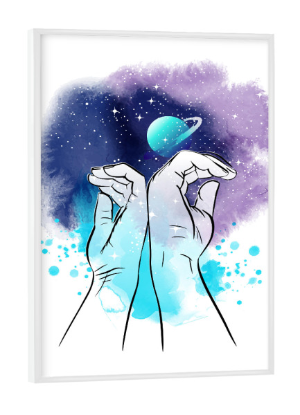 Poster mit weißem Rahmen "Kosmische Liebe" artboxONE - Menschen,Liebe,Galaxy