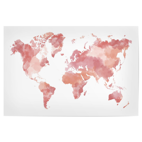 Poster "World map blush pink" artboxONE - Reise,Kartografie