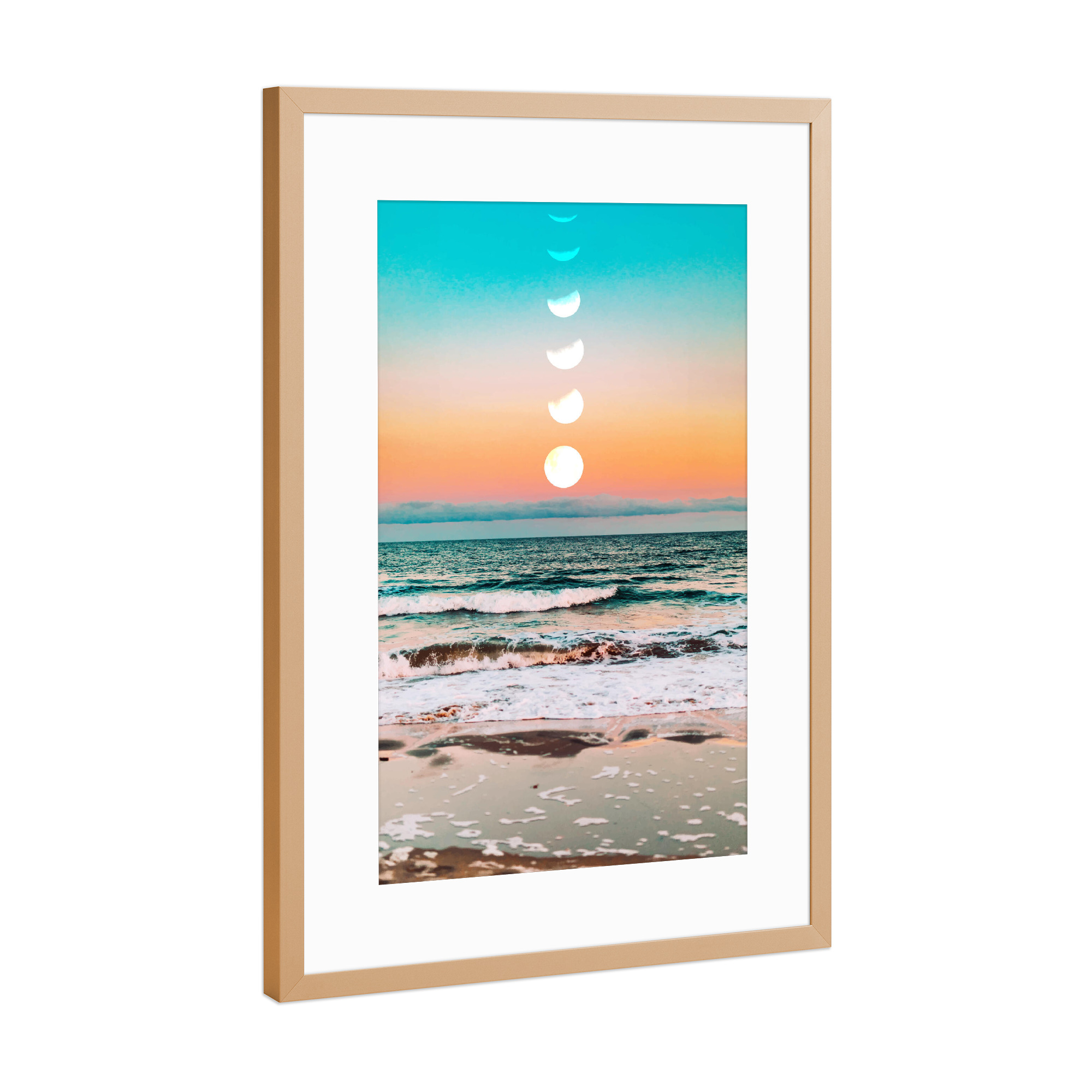 Poster mit Rahmen Kupfer "Beach Moon" artboxONE - Natur,Reise / Strand und Meer