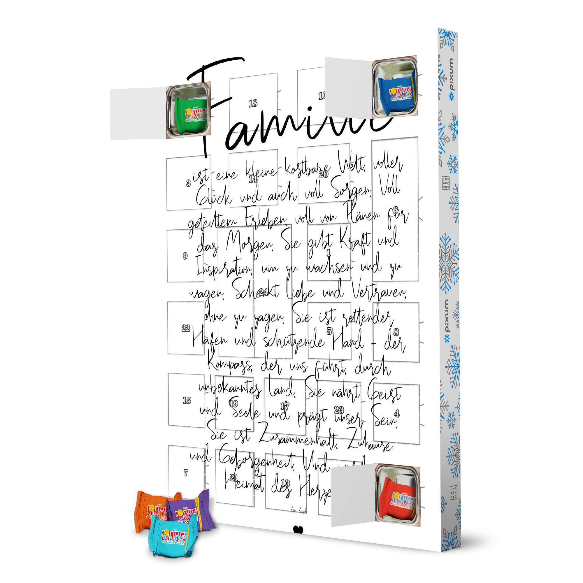 Adventskalender mit Tony's Chocolonely Familie_ ein Gedicht artboxONE Adventskalender Typografie