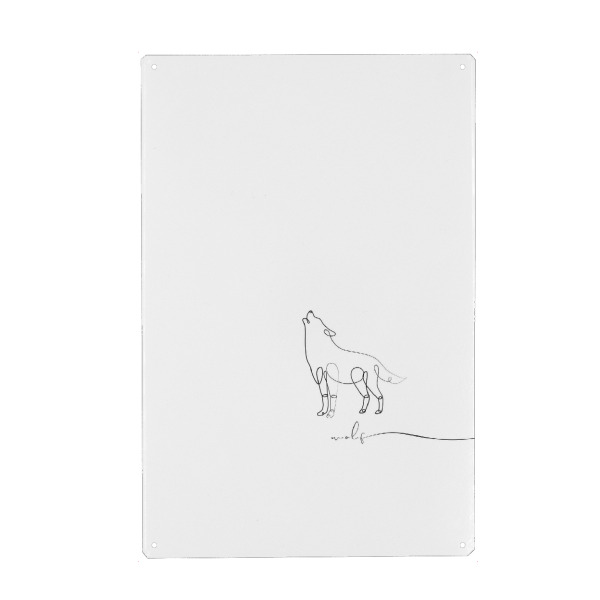 Metall Poster "Animal pen line wolf" artboxONE - Tiere,Schwarzweiß