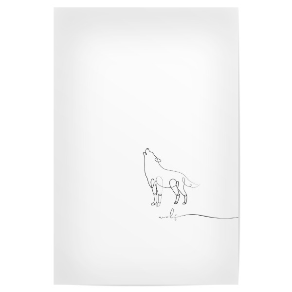 Poster "Animal pen line wolf" artboxONE - Tiere,Schwarzweiß - Stift,Linie,Wild,Natur,Skizze,Wolf,Animal,Tier,Handlettering,Handschrift,Line,Minimal