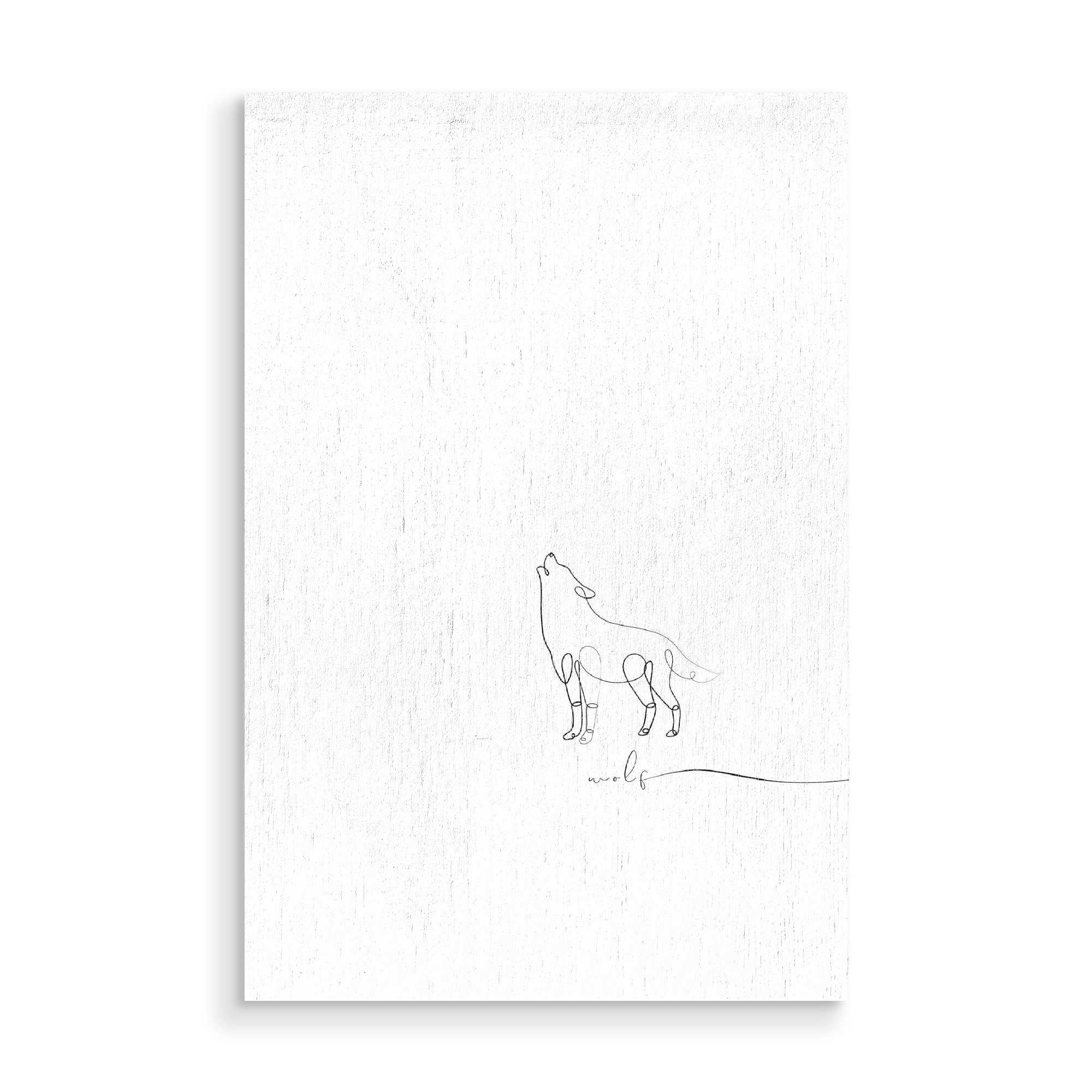 Holzbild "Animal pen line wolf" artboxONE - Tiere,Schwarzweiß - Stift,Linie,Wild,Natur,Skizze,Wolf,Animal,Tier,Handlettering,Handschrift,Line,Minimal