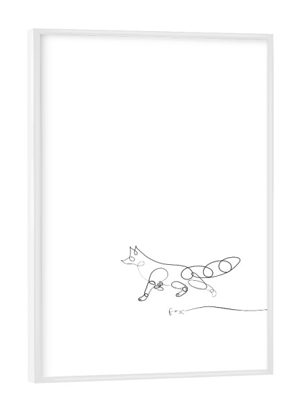 Poster mit weißem Rahmen "Animal pen line fox" artboxONE - Tiere,Schwarzweiß