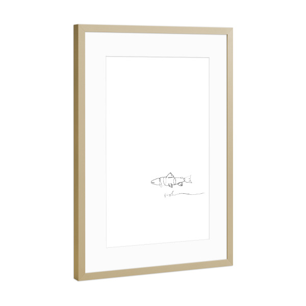 Poster mit Rahmen Gold "Animal pen line fish" artboxONE - Tiere,Schwarzweiß