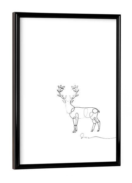 Poster mit schwarzem Rahmen "Animal pen line deer" artboxONE - Tiere,Schwarzweiß