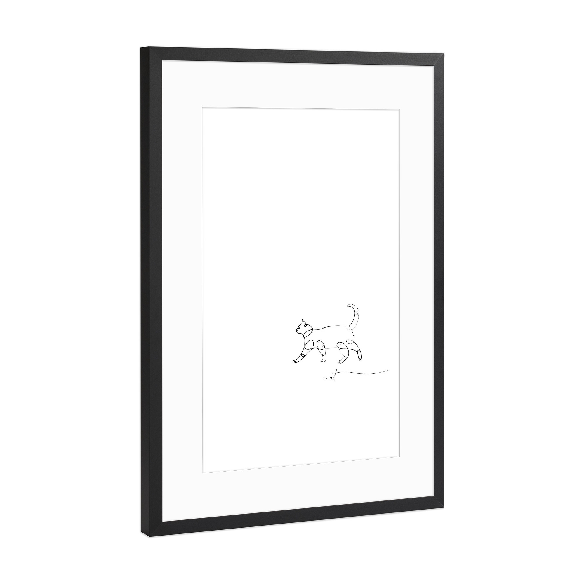 Poster mit Rahmen Schwarz (Metallic) "Animal pen line cat" artboxONE - Tiere,Schwarzweiß