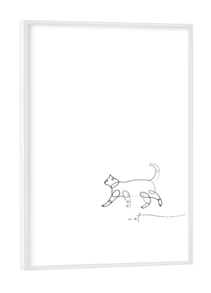 Poster mit weißem Rahmen "Animal pen line cat" artboxONE - Tiere,Schwarzweiß