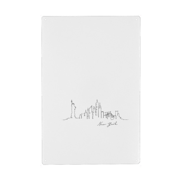 Holzbild "New York pen line silhouette" artboxONE - Städte,Städte / New York,Schwarzweiß,Architektur