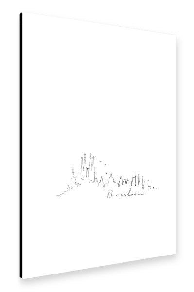 Alu-Dibond "Barcelona pen line silhouette" 30x20 cm artboxONE