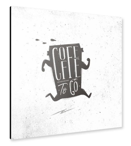 Alu-Dibond "Silhouette coffee to go" 30x30 cm artboxONE