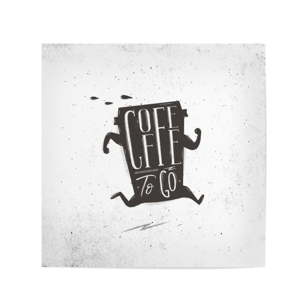 Poster 20x20 cm "Silhouette coffee to go" artboxONE - Essen & Trinken,Schwarzweiß,Lustig
