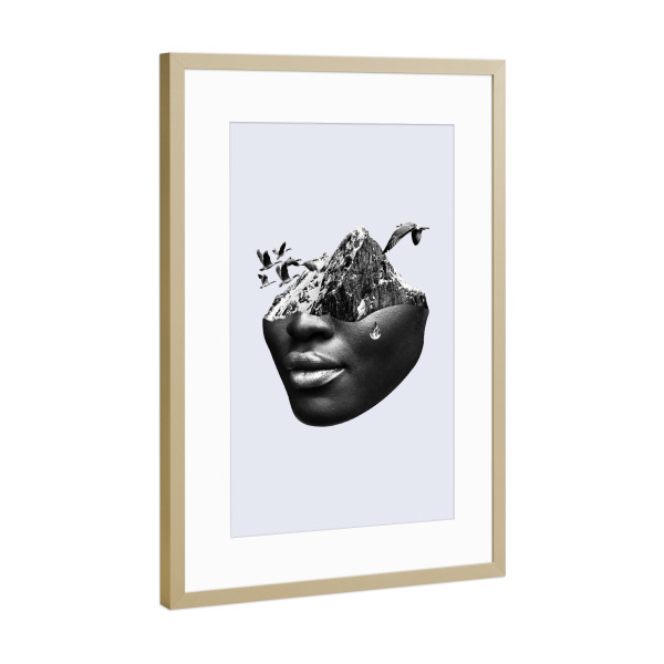 Poster mit Rahmen Gold "Woman Surrealism" artboxONE - Natur,Tiere,Menschen,Schwarzweiß