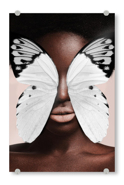 Acrylglasbild "Woman Golden Butterfly" artboxONE - Natur,Floral,Menschen